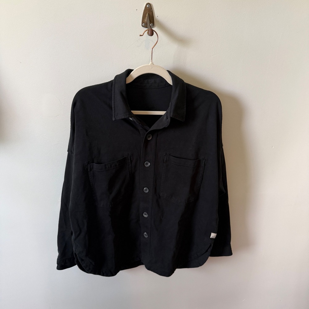 Vuori MacKenzie Shirt Jacket Womens XS/S Black Cotton Button Down VW546 - Picture 2 of 14
